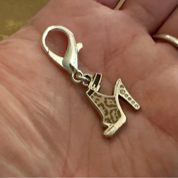 Coach Crystal Enamel Leopard Animal Print High Heel Bootie Wristlet Bag Charm - Picture 7 of 9